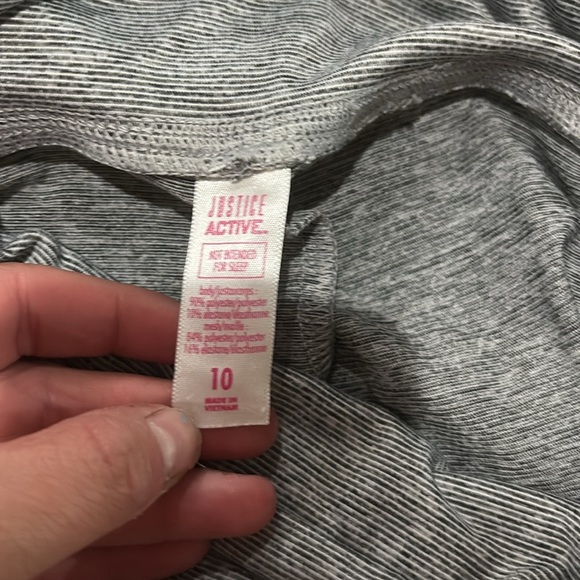 Justice girls size 10 leggings- set of 2 pink & black and purple & gray - Picture 8 of 8